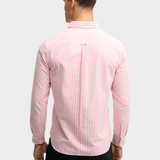 Preppy Oxford Langærmet Skjorte - Herre - Cali Coral / Optic Stripe - Gumpel & Co