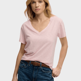Studios Slub Embroidered Tshirt - Dame - Pale Pink - Gumpel & Co