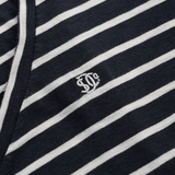 Studios Slub Embroidered T-shirt - Dame - Navy / Optic Stripe - Gumpel & Co
