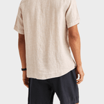 Morris Douglas Linen SS Shirt-Classic Fit - Khaki