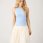 KNOWLEDGE COTTON APPAREL Racer Rib Top - Dame - Skyway