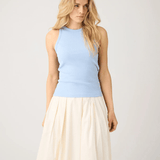 KNOWLEDGE COTTON APPAREL Racer Rib Top - Dame - Skyway