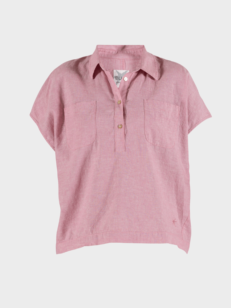 BLUE SPORTSWEAR Lisbeth short linen Shirt - Dame - Soft Pink melange