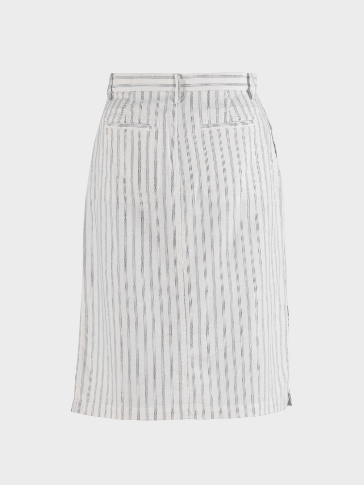 BLUE SPORTSWEAR Lizzie cotton/linen striped Skirt - Dame - Cream w/Dusty Navy