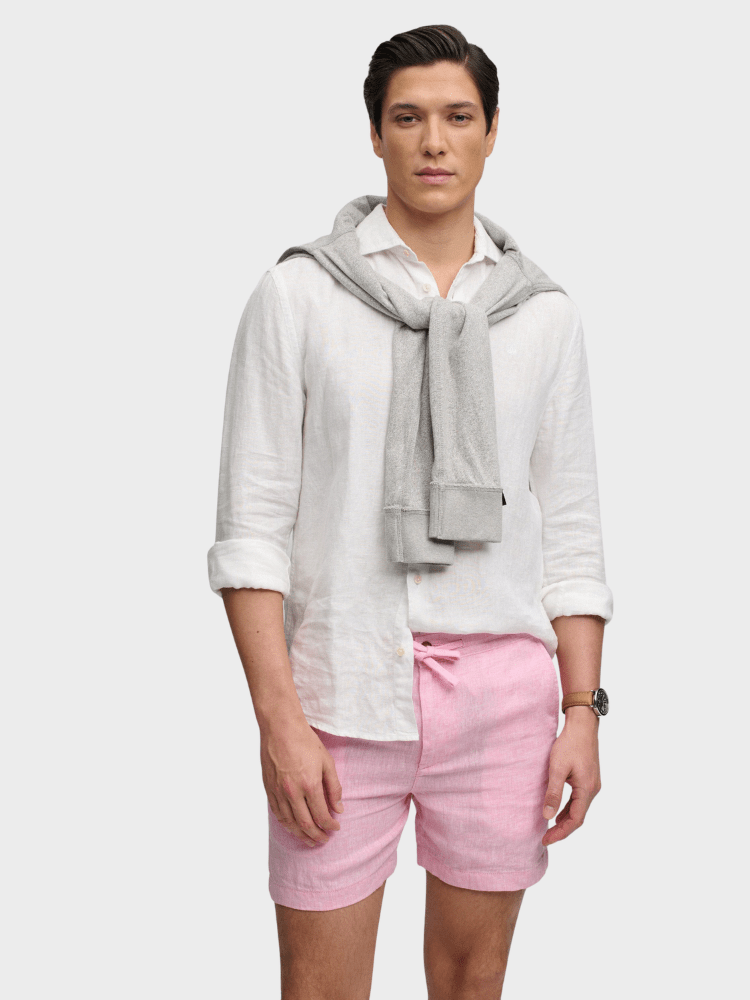 SUPERDRY Merchant Linen Shorts - Herre - Pink Chambray