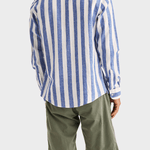 Morris Douglas Linen Mix Stripe Shirt-Classic Fit - Blue