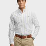 Preppy Oxford Langærmet Skjorte - Herre - Classic Blue/Optic Stripe - Gumpel & Co