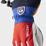 Junior Army Leather Heli Ski 5 fingre - Børn - Light Red Multi