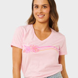 Molokai V Prnted T shirt - Dame - Soft Pink Hawaii - Gumpel & Co