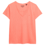 SUPERDRY Studios Slub Embroidered Tshirt - Dame - Fluro Coral
