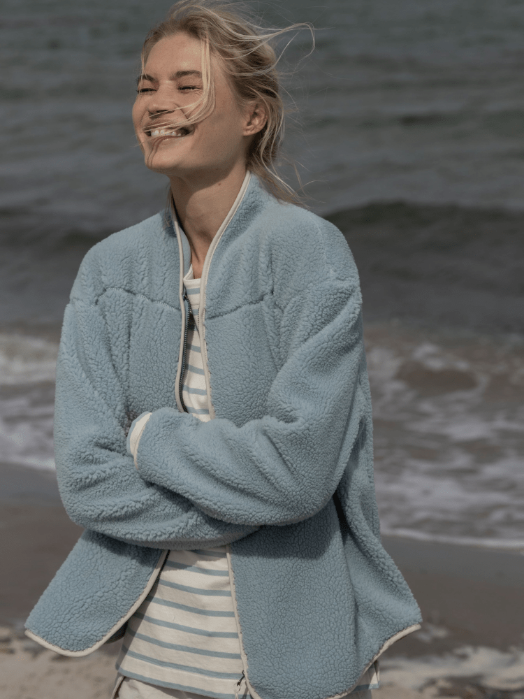 Donna striped Bluse m/lange ærmer - Dame - Ecru w/Aqua - Gumpel & Co