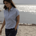 BLUE SPORTSWEAR Lisbeth short linen Shirt - Dame - Heaven-melange