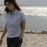 BLUE SPORTSWEAR Lisbeth short linen Shirt - Dame - Heaven-melange