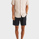 Morris Douglas Linen SS Shirt-Classic Fit - Khaki