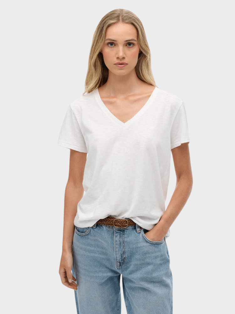 Studios Slub Embroidered Tshirt - Dame - Optic - Gumpel & Co