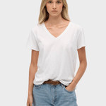 Studios Slub Embroidered Tshirt - Dame - Optic - Gumpel & Co