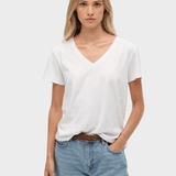 Studios Slub Embroidered Tshirt - Dame - Optic - Gumpel & Co