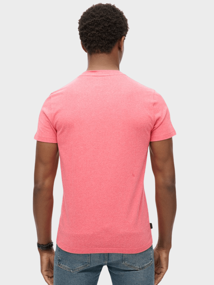 Organic Cotton Essential Logo Tshirt - Herre - Punch Pink Marl - Gumpel & Co