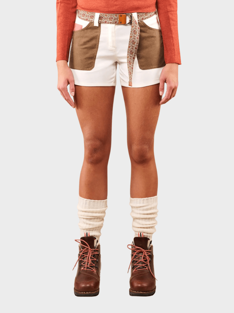 5 Inch Field Shorts - Dame - Off White / Tan - Gumpel & Co