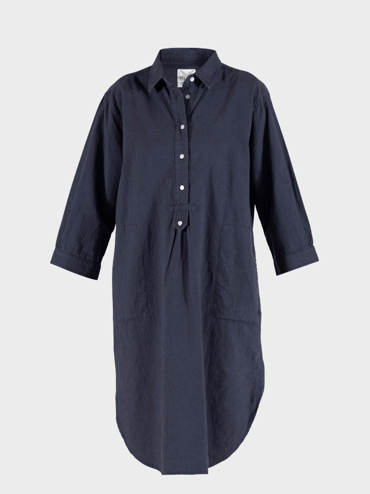 BLUE SPORTSWEAR Liv linen Shirt Dress - Dame - Dusty Navy