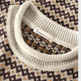 Lambswool jacquard roll edge sweater Strik - Dame - Brown