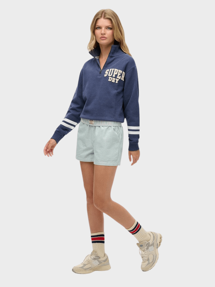 SUPERDRY Cotton Stripe Elastic Shorts - Dame - Peppermint Chalk Stripe