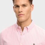 Preppy Oxford Langærmet Skjorte - Herre - Cali Coral / Optic Stripe - Gumpel & Co