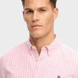 Preppy Oxford Langærmet Skjorte - Herre - Cali Coral / Optic Stripe - Gumpel & Co