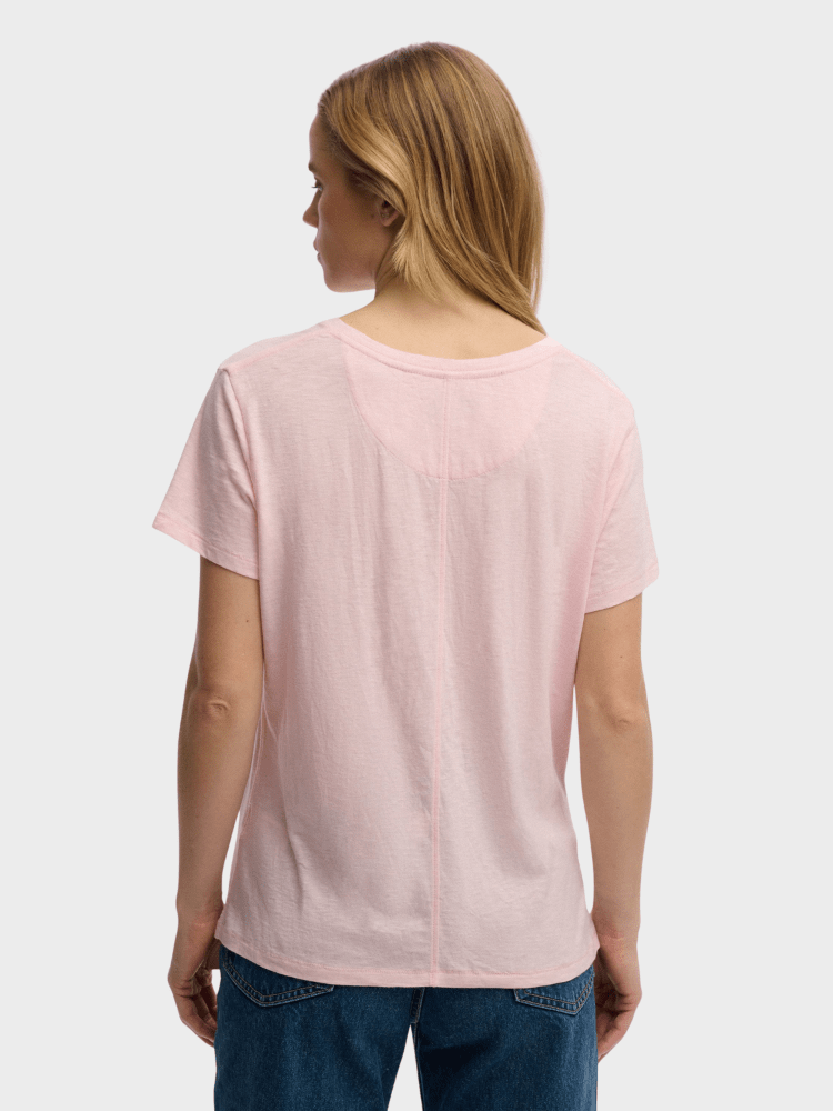 Studios Slub Embroidered Tshirt - Dame - Pale Pink - Gumpel & Co