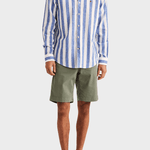 Morris Douglas Linen Mix Stripe Shirt-Classic Fit - Blue
