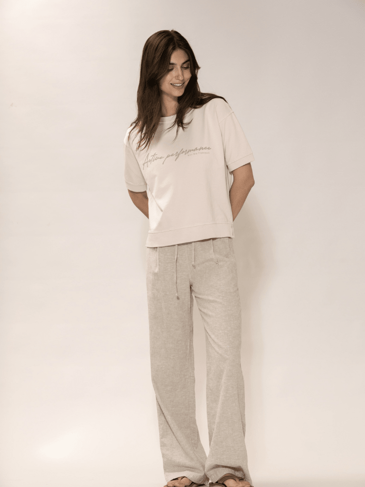 Luca linen Trousers - Dame - Chalk - melange - Gumpel & Co