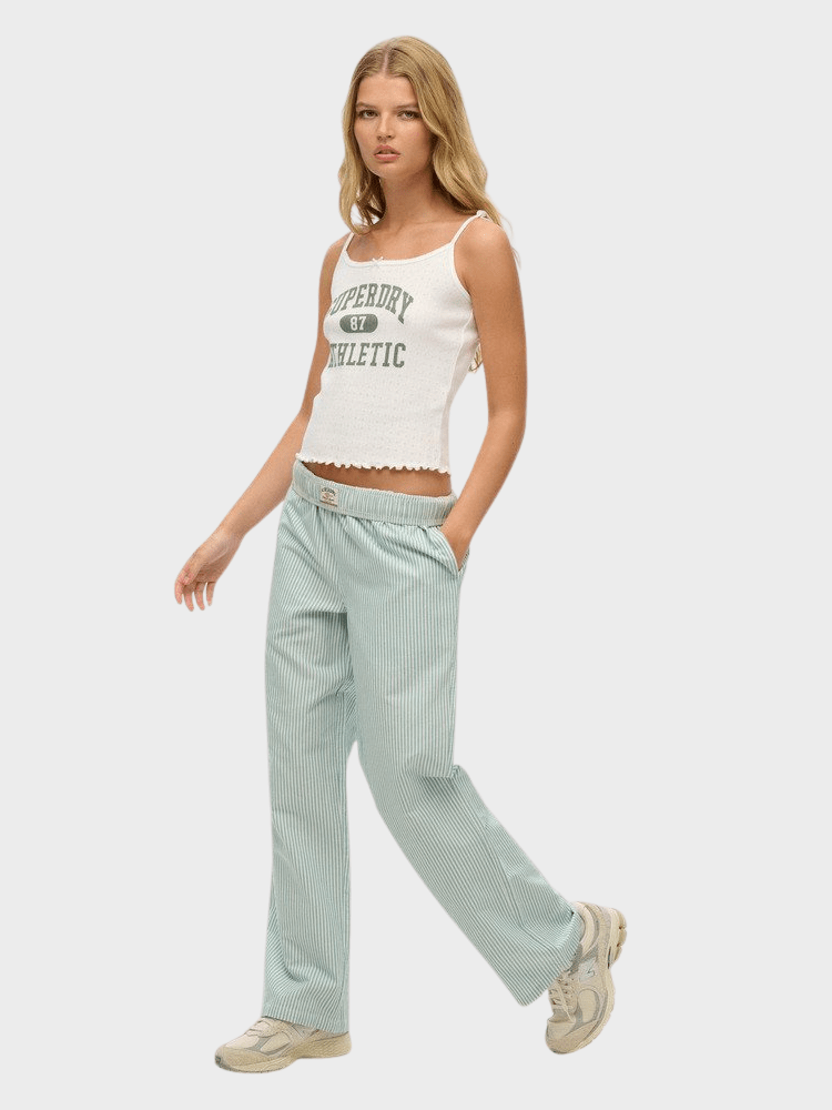 SUPERDRY Cotton Stripe Elastic Bukser - Dame - Peppermint Chalk Stripe