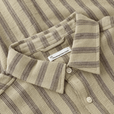 KNOWLEDGE COTTON APPAREL Stribet Skjorte m/korte ærmer - Herre - Beige stripe