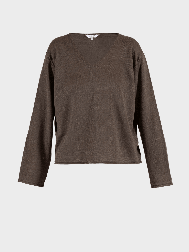 Lea Linen Blouse - Dame - Coffee - Gumpel & Co