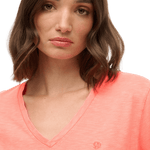 SUPERDRY Studios Slub Embroidered Tshirt - Dame - Fluro Coral