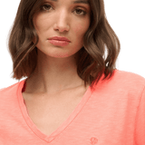 SUPERDRY Studios Slub Embroidered Tshirt - Dame - Fluro Coral