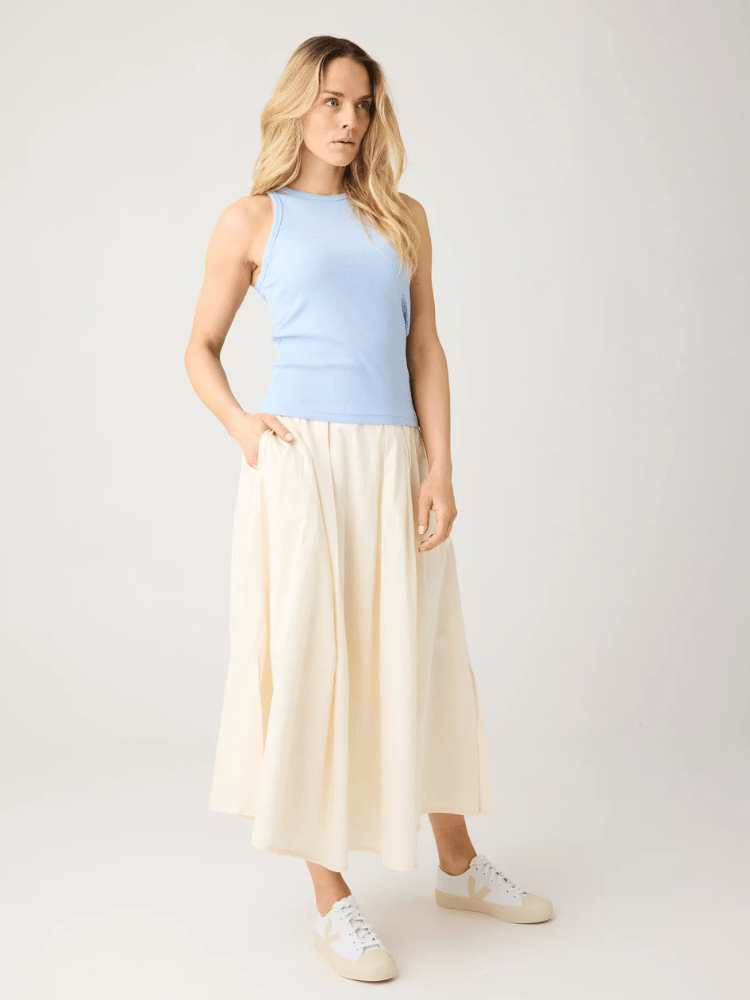 KNOWLEDGE COTTON APPAREL Racer Rib Top - Dame - Skyway
