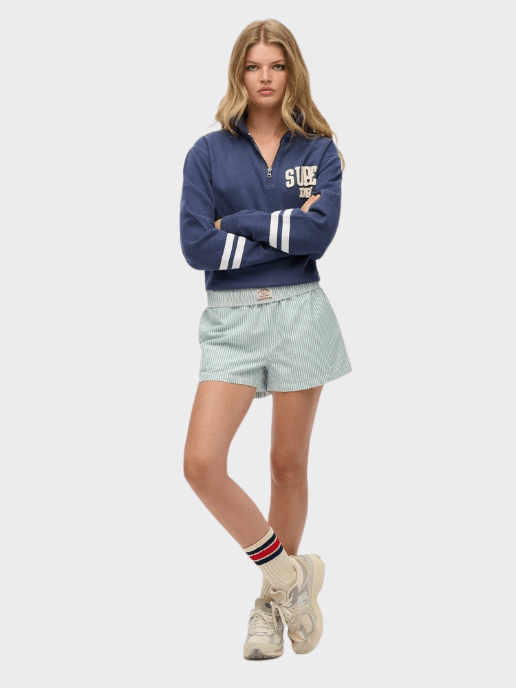 SUPERDRY Cotton Stripe Elastic Shorts - Dame - Peppermint Chalk Stripe