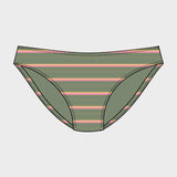 Ocean Dreamer Hipster Bikini Underdel - Dame - Oil Green Say It With Stripes
