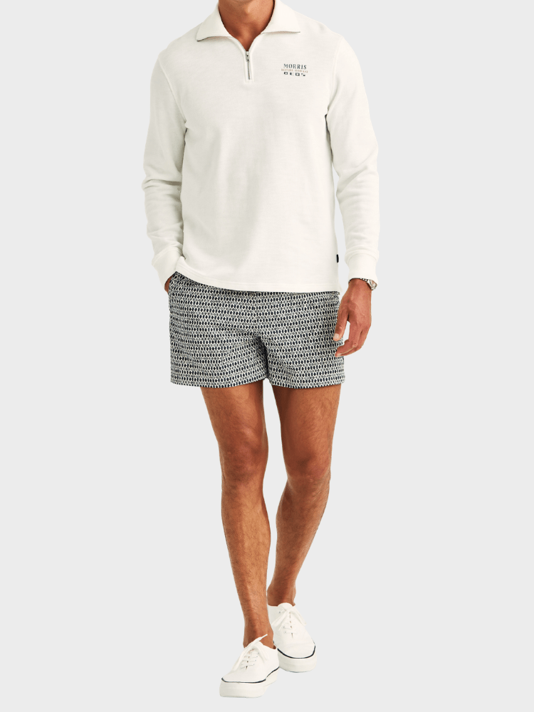 Morris Northcott Slub Half Zip - Off white
