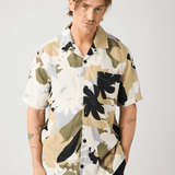 KNOWLEDGE COTTON APPAREL Hørskjorte m/korte ærmer - Herre - Green