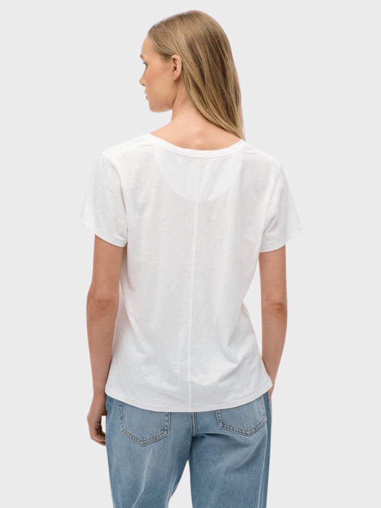 Studios Slub Embroidered Tshirt - Dame - Optic - Gumpel & Co