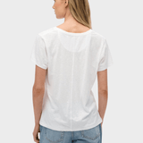 Studios Slub Embroidered Tshirt - Dame - Optic - Gumpel & Co