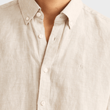 Morris Douglas Linen Shirt-Classic Fit - Khaki