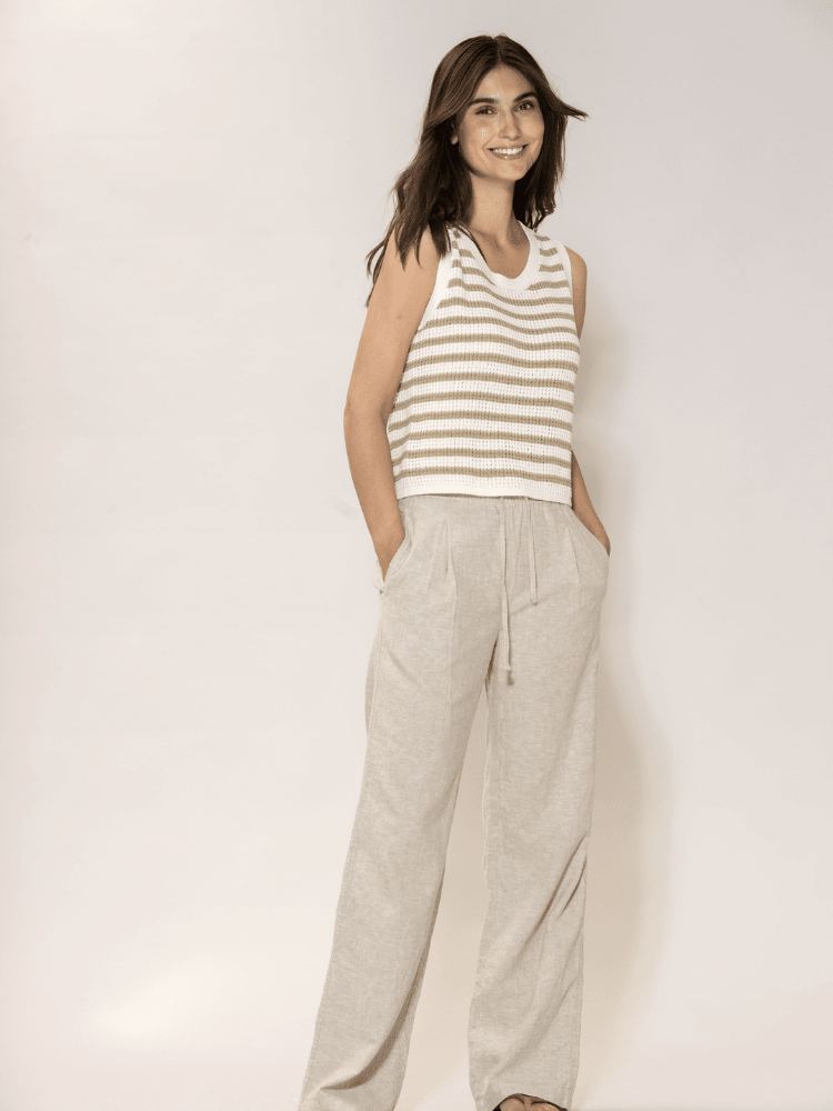 Luca linen Trousers - Dame - Chalk - melange - Gumpel & Co