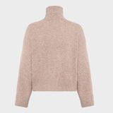 Lambswool high neck sweater Strik - Dame - Kelp melange
