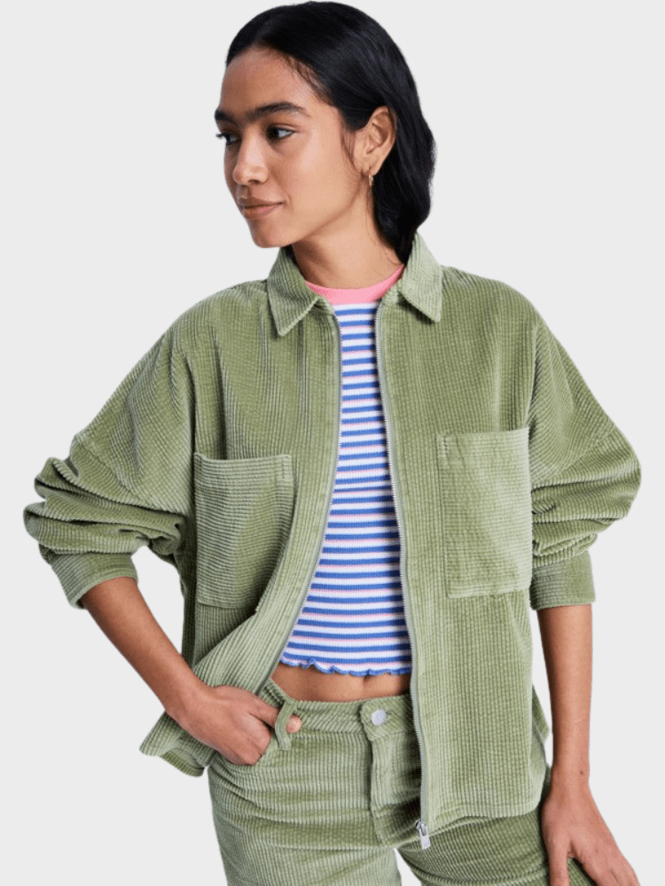 Chilled Out Washed Cord Top - Dame - Oil Green - Gumpel & Co