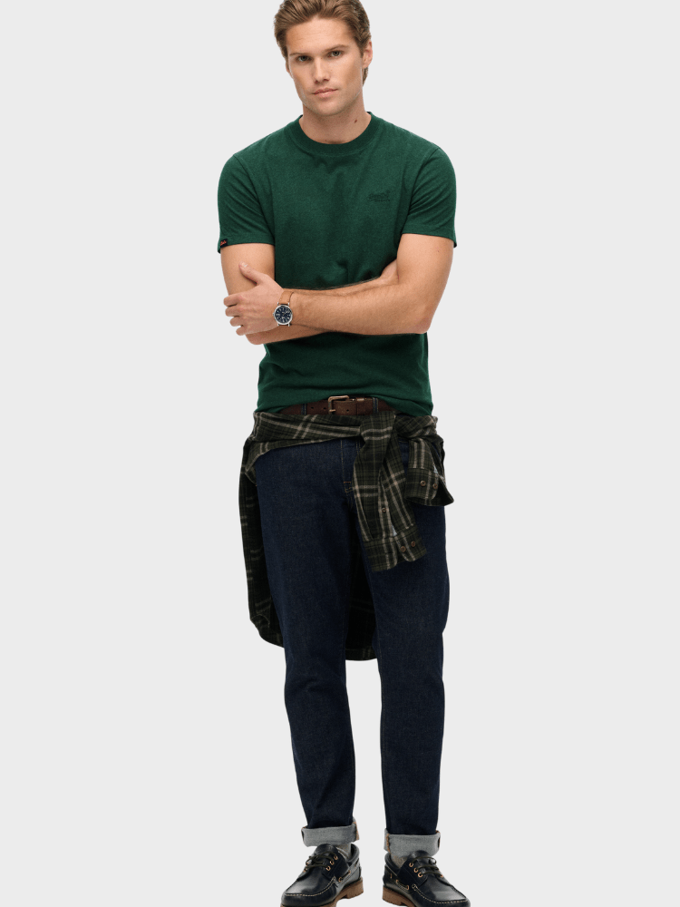 Organic Cotton Essential Logo T-shirt - Herre - Pitch Green Marl - Gumpel & Co