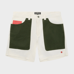 7 Inch Field Shorts - Herre - Off White / Green - Gumpel & Co