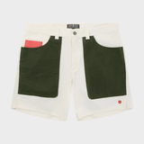 7 Inch Field Shorts - Herre - Off White / Green - Gumpel & Co